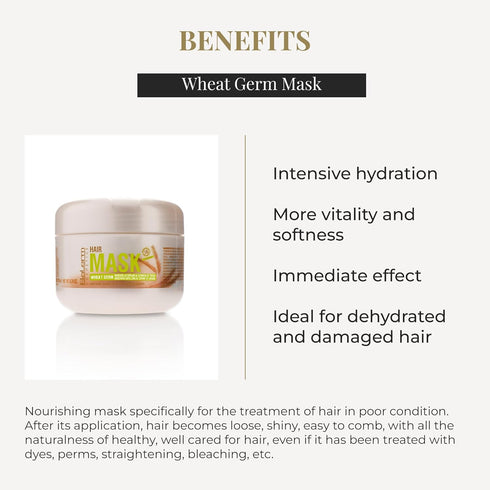 SALERM Nourishing Hair Mask, 6.74 Oz, with Wheat Germ - Deep Hydration for Dry and Damaged Hair