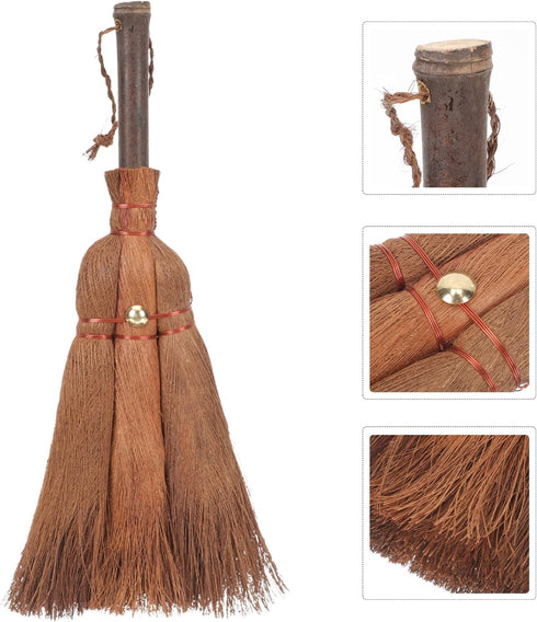 Witch Broom Mini Natural Whisk Broom, Thai Desk Cleaning Tool for Computer Keyboard & Wedding Table Decor
