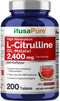 NusaPure L-Citrulline 2,400mg 200 Vegetarian Tablets (Non-GMO, Gluten Free, 100-Day Supply, Bioperine)