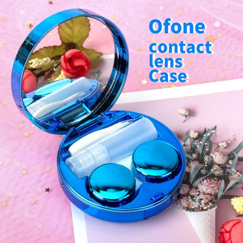 Contact Lens Case, Bling Constellations Travel Kit with Tweezers, Remover Tool, Mirror & Solution Bottle (Blue)