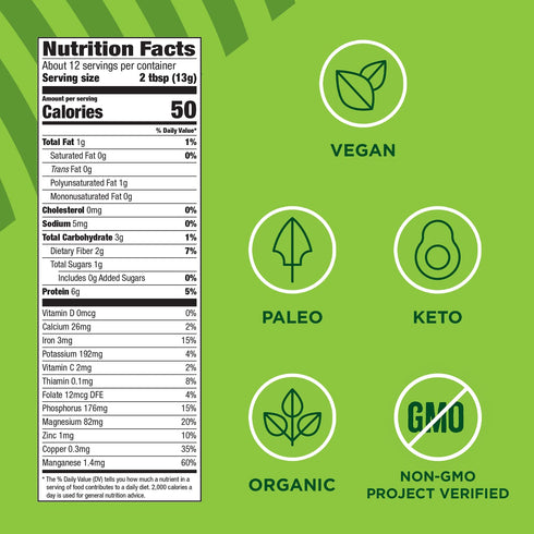 Manitoba Harvest Organic Hemp & Matcha Powder, 5.5 oz – Energy, 6g Protein, 2g Fiber per Serving, Vegan