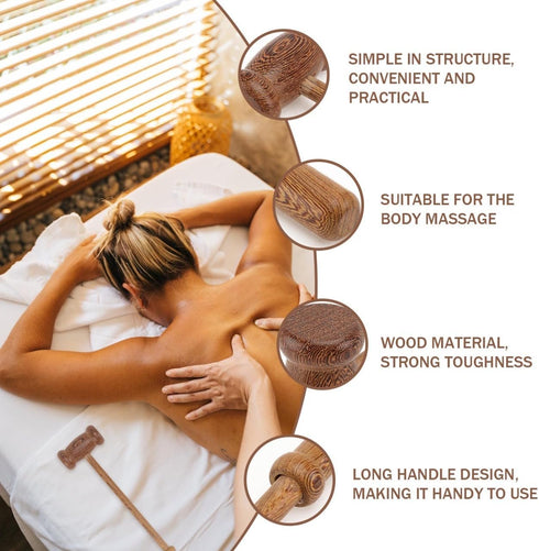 Hammer 15.74 Inch LALAFINA Back Massager Handheld Wooden Massage for Body Pain Relief Neck Shoulder Leg Feet Relaxation