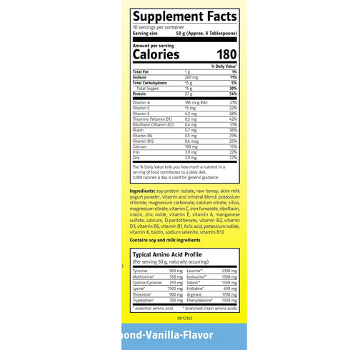 Almased Vanilla Meal Replacement Shake, Low-Glycemic High Plant Protein Powder, 17.6 oz (1.1 Pound)