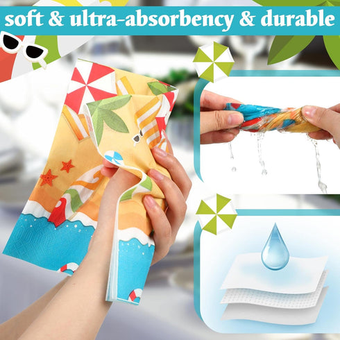 200 Pcs Summer Beach Napkins, Disposable Hand Towels for Decorative Beach Dinner Events