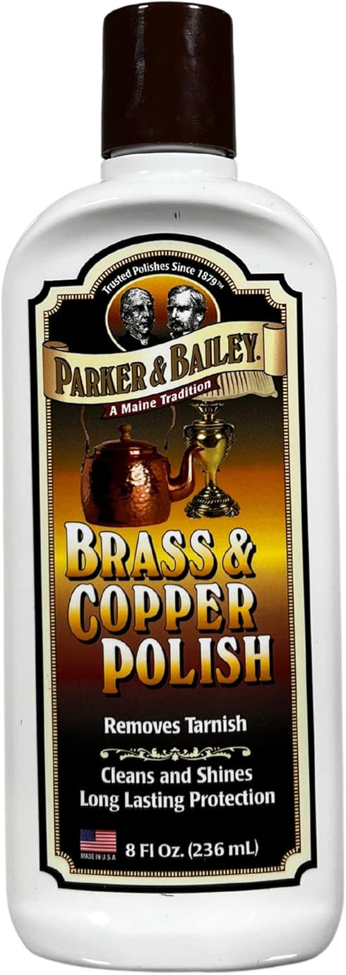PARKER & BAILEY Brass and Copper Polish - 8 Oz Metal Polish Cream for Antique Decor, Pans, and Furniture