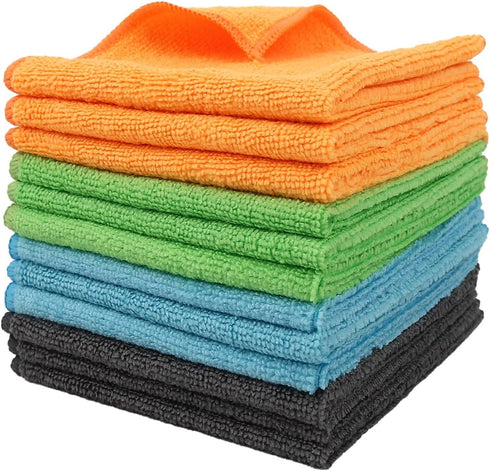 QUOPID 12 Pack Microfiber Cleaning Cloth 11.8x11.8inch - Streak-Free, Reusable Wipes for Glass,