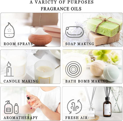 9PCS Fruity Essential Oils Gift Set - 10ml/0.33fl.oz Fragrance Oils for Soap, DIY Candle, Bath Bombs, Diffusers