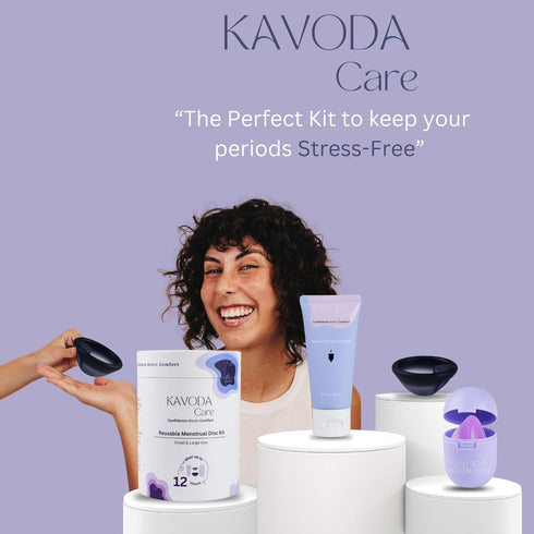 KAVODA 12 Menstrual Discs - Soft, Flexible, Reusable Medical-Grade Silicone - Wear Hours - Removal Notch - Two Sizes