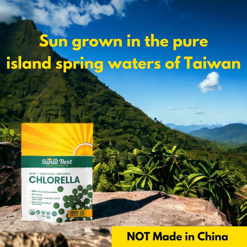 Sunlit Best USDA Organic Premium Chlorella Tablets 1000 Count | 100% Pure Superfood Supplement for Health