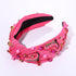 Hot Pink Knotted Headband, Western Cowgirl Accessories for Women, Beaded Cowboy Boot Embellished Headband