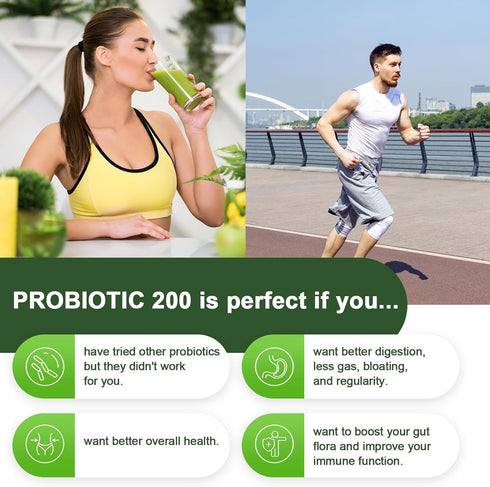 Probiotics for Women & Men, 200 Billion CFU, 12 Strains for Digestive & Immune Health, 60 Capsules