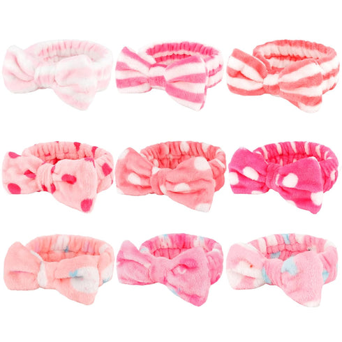 9 Pack Pink Spa Headband for Washing Face - WHAVEL, Fluffy Hair Band for Skincare