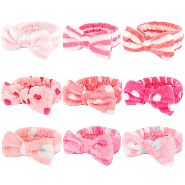9 Pack Pink Spa Headband for Washing Face - WHAVEL, Fluffy Hair Band for Skincare