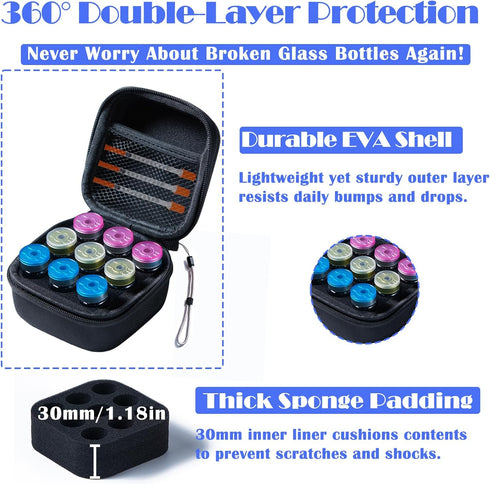 JFGLORIX 10ml U-100 Vials,9-Slot,Black (9 Insulin Fridge Holder Storage Case Insulin Vial Protector Holder Insulin