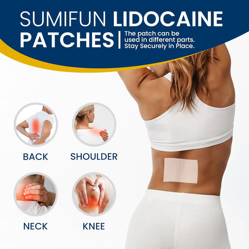 Sumifun 4% Lidocaine Pain Relief Patches - 36 Count for Back, Shoulder, Muscle, Joints Pain Relief