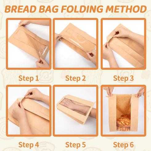 THSLSFX 50pcs Packaging (13.7''x8.2''x3.5'') Large Paper Bread Bags for Sourdough Breads Storage/Bakery Bags