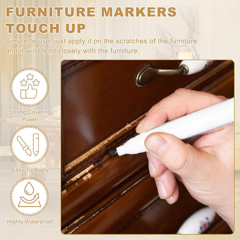 PATIKIL 4Pcs Furniture Markers Touch Up, Furniture Repair Kit Wood Markers for Scratches Wood Floor Holes Tables