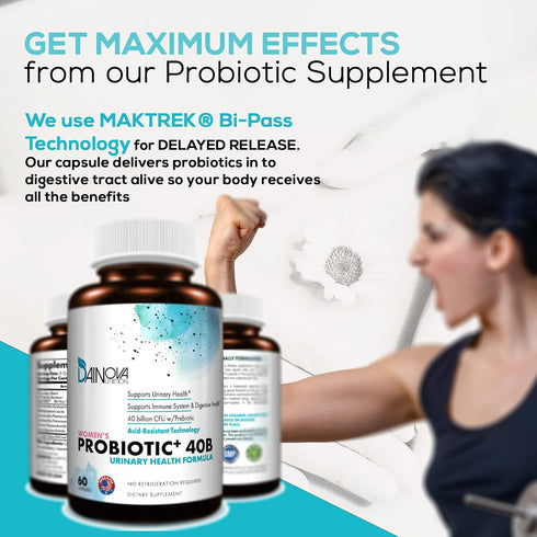 Probiotics for Women Vaginal Health, Urinary Tract Health, 40 Billion CFU Active Prebiotics and Probiotics, 60 Capsules