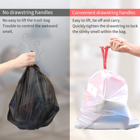 KONE Small Trash Bags | 192 Count | 4 Gallon Drawstring | Extra Thick Garbage Bags | Plastic Liners