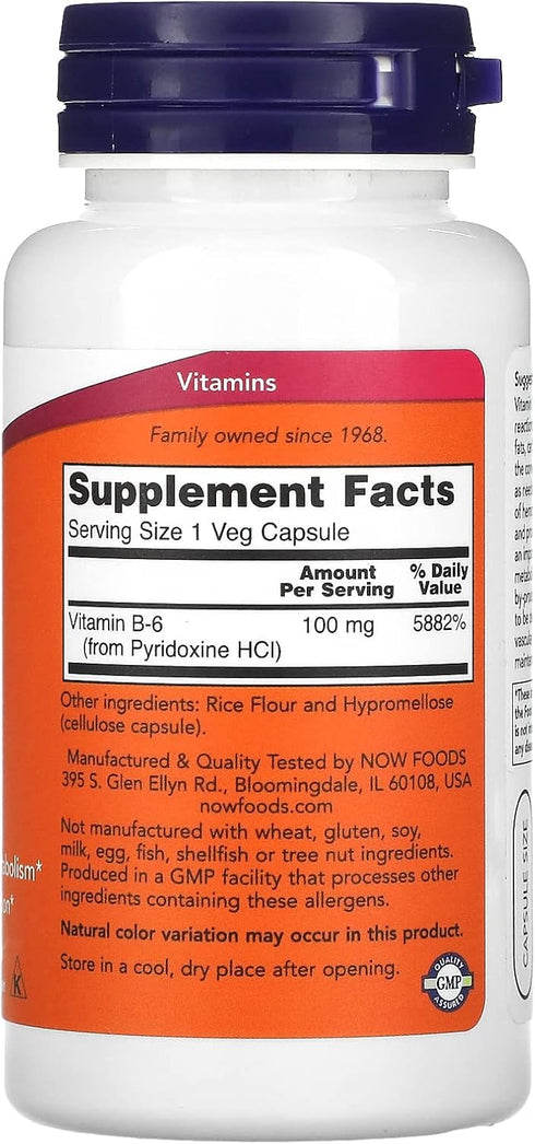 Now Foods B-6 100mg 100 Capsules