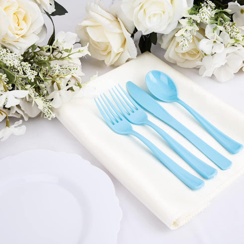 WDF 160 Piece Blue Plastic Silverware Set, Heavy Duty Includes 80 Forks, 40 Spoons, 40 Knives for Parties, Daily Use