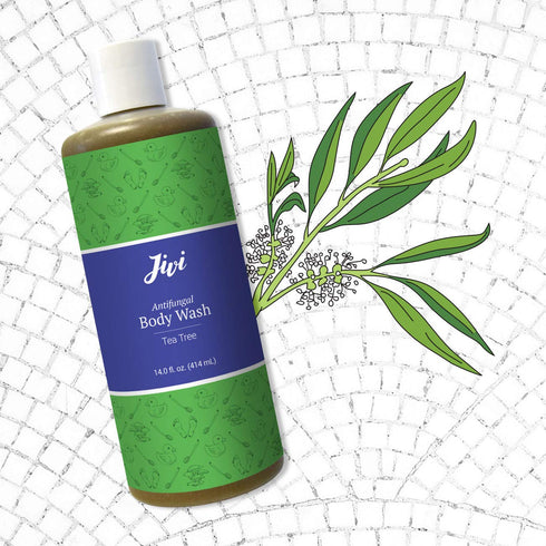 Jivi 14 Oz, Antifungal Body Wash, Treats Athletes Foot, Toenail Fungus, Ringworm, Jock Itch, & More, Tea Tree, Fl green
