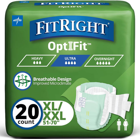 FitRight Stretch Ultra Adult Briefs, Incontinence Diapers with Tabs, Heavy Absorbency, Large/XL/2XL,