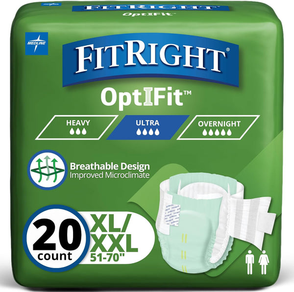 FitRight Stretch Ultra Adult Briefs, Incontinence Diapers with Tabs, Heavy Absorbency, Large/XL/2XL,