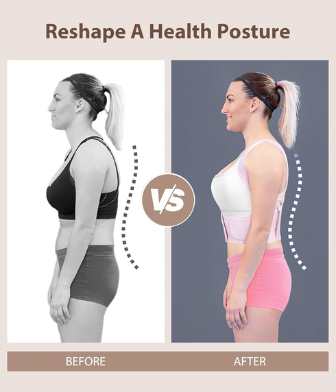 URSEXYLY Adjustable Posture Corrector for Women, Upper Back Brace Support Back Straightener for Pain Relief (XS/S, Pink)
