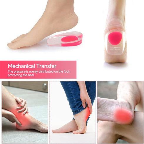 2 Pairs Women Gel Heel Cups, Soft Elastic Massage Heel Cushion Foot Pain Relief for Plantar Fasciitis Bone Spur Achilles Pain, 4.1 x 2.4 x 0.9in