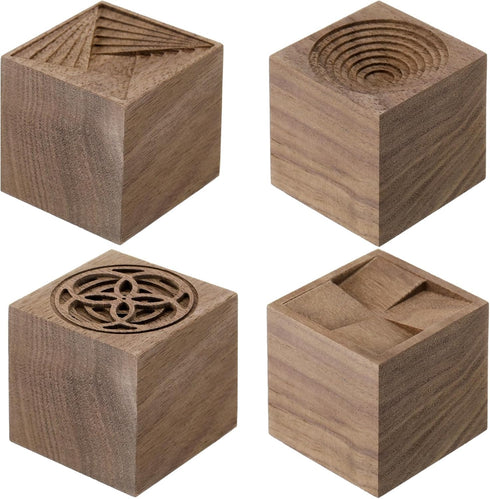 Leinuosen 4 Pcs Wooden Essential Oil Diffuser Square Diffuser Wooden Grain Portable Air