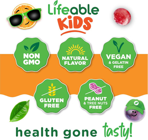 Gummies Gummies 60 Count Lifeable Lions Mane for Kids | Great Tasting Lions Mane Mushroom Supplement | Vegan, Kosher