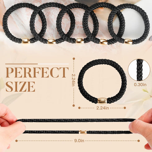 No Damage Hair Ties, 10PCS Elastic Ponytail Holders for Thick Hair, Braided Hair Bands for Women & Girls - Black