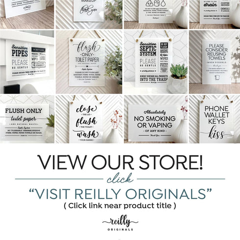 6x8 Inch Designer Bathroom Sign - Flush Only Toilet Paper, Not Hopes & Dreams, Septic System ~ Ready to Hang ~ Premium