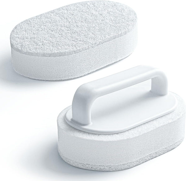 Handle Bath Tub Scrubber, Non Scratch Bathroom Scouring Pad, Heavy Duty Cleaning Sponge Scrub, 2 PCS