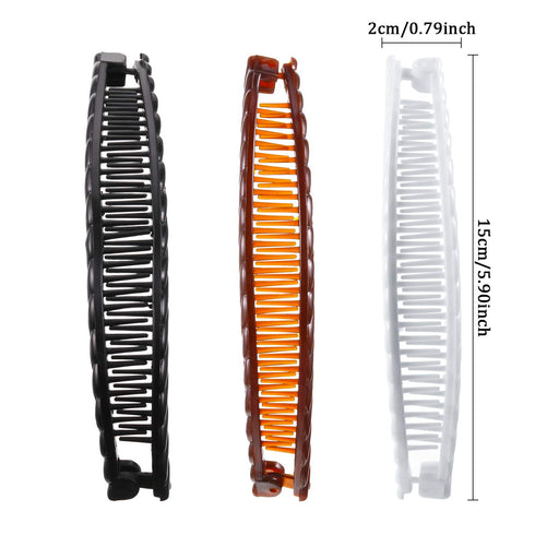 WILLBOND 6 Pieces Banana Hair Clip Clincher Combs - Fishtail Fish Shape Hair Clip Accessory for Women Hair (Black,