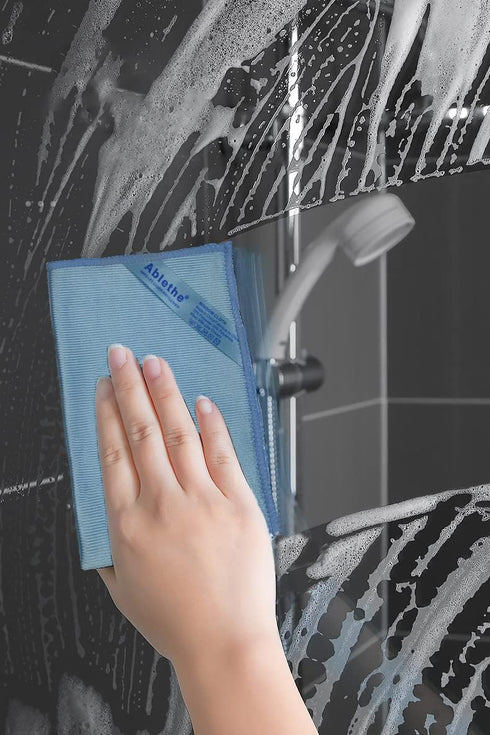 Window Cleaning Cloth - Microfiber Cleaning Cloth, Premium Polishing Rags, Lint Free, Streak Free (Grey, Purple