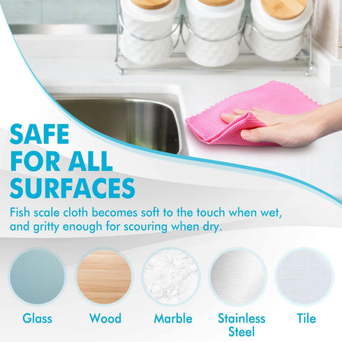 Streak Free Miracle Cleaning Cloths, Nanoscale Microfiber for Window, Mirror, Glass, Car, Lint Free, Reusable, Pack of