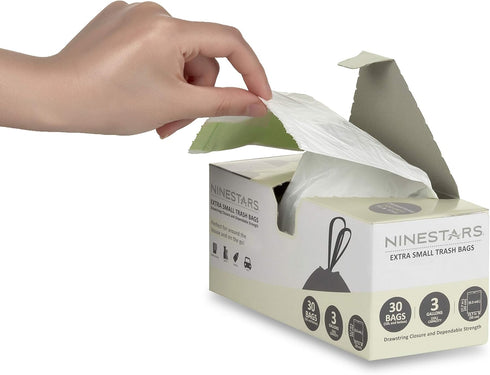 NINESTARS NSTB-3-30 Extra Strong White Trash Bag, 3 Gal. / 12 L., 30 Count
