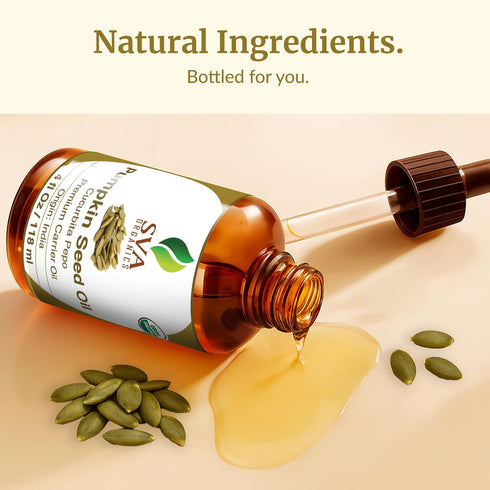 SVA Organic Pumpkin Seed Oil - 4 Fl Oz - 100% Natural Cold Pressed Pumpkin Oil for Face, Skin Care, Hair Care, Body