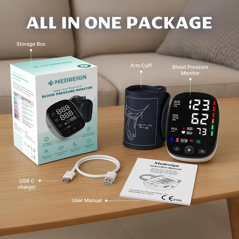 Upper Arm Blood Pressure Monitor with Wide Range Cuff that fits Standard to Large Adult Arms, Large LED Display