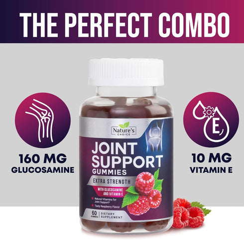 Joint Support Gummies, Extra Strength Glucosamine Supplement with Vitamin E for Joint Health, 60 Gummies for Men and