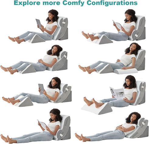 Set 4PCS, 20" Hansleep Bed Wedge Pillow for After Surgery Post Surgery Pillow for Sleep Apnea and Acid Reflux Relief