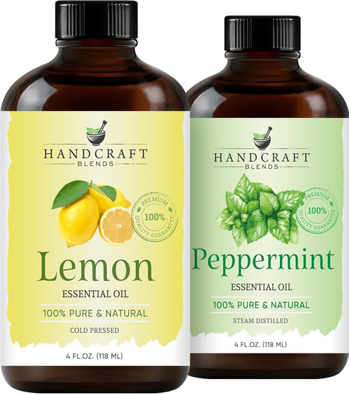 Handcraft Blends Energy & Zest Set: Peppermint and Lemon Essential Oils (2