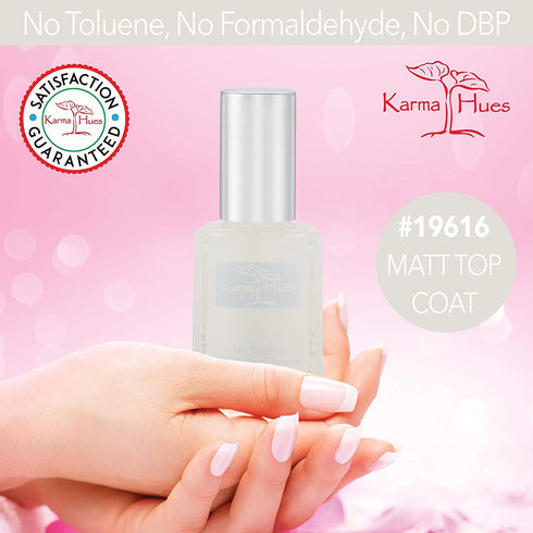Karma Organic Nail Polish High Gloss Matte Top Coat Lacquer - Fast Dry, Nontoxic, Cruelty-Free