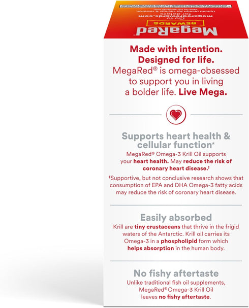 MegaRed Antarctic Krill Oil 750mg, Omega 3 Fatty Acid Supplement, Ultra Concentrate EPA & DHA Softgels, Antioxidant