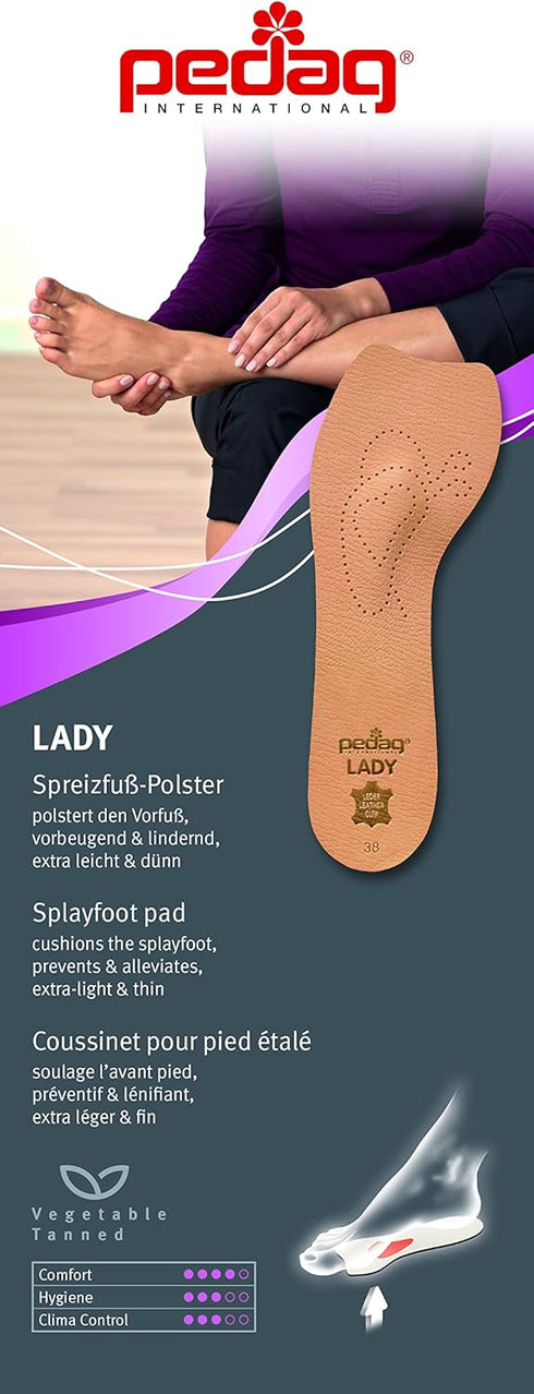 Pedag 121 Lady 3/4 Ultra Thin Leather Self Adhesive Insole, Tan, Women's 10, for All Heels