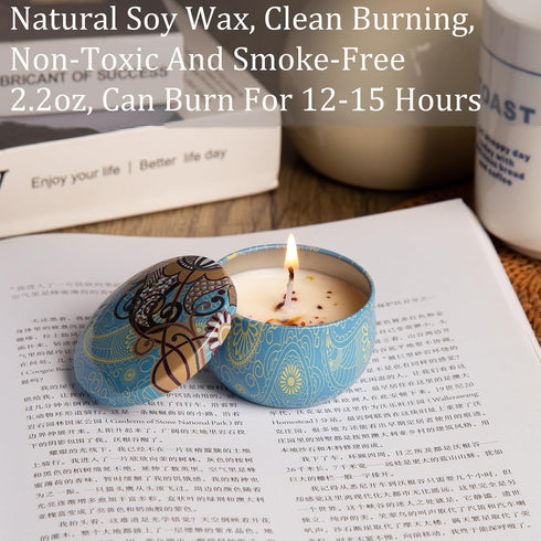 Mivra Zyora Set 4 Pack Scented Candles Gift for Women Soy Wax Aromatherapy Candles with Essential Oils, Natural Long