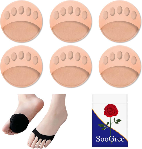 Ball of Foot Cushions for Women (3 Pairs) - Honeycomb Metatarsal Pads, Soft Reusable Cushions for Pain Relief