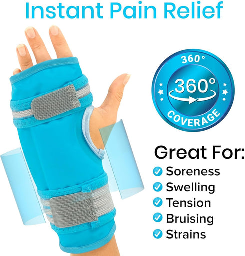 Arctic Flex Wrist Ice Pack Wrap - Hot & Cold Therapy Brace for Pain Relief, Adjustable Straps for Compression